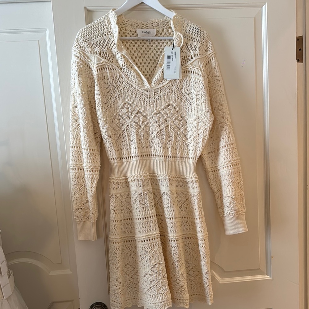 ba&sh Ivory Crochet Knit Top